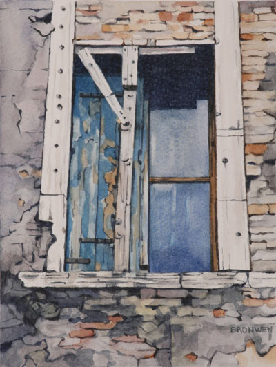 Bronwen Schalkwyk's WINDOWS IN TIME 3 - 140mmx185mm watercolour by Bronwen Schalkwyk