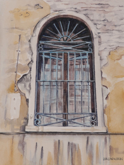 Bronwen Schalkwyk's WINDOWS IN TIME 4 - 140mmx185mm watercolour by Bronwen Schalkwyk